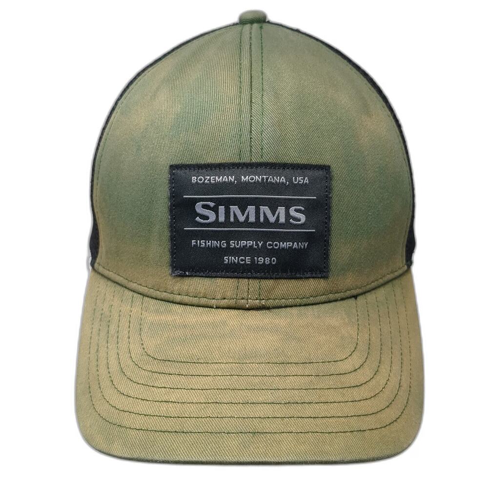 Simms Trucker Hat Green One Size Mesh Back Fishing Patch Bozeman Montana USA